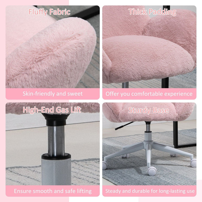 Fluffy Leisure Chair with Armrests for Home Office - Pink - Green4Life