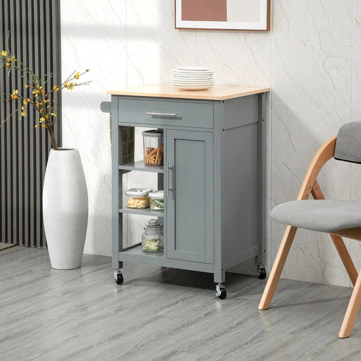 Kitchen Trolley with Storage Shelves & Drawer - Grey - Green4Life