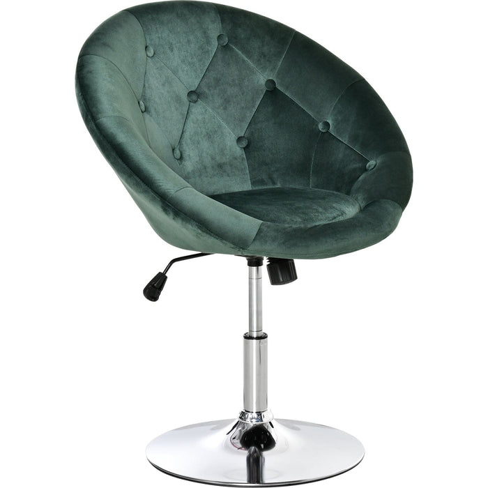 Modern Dining Height Velvet-Touch Bar Stool with Tufted Fabric, Adjustable Height, Swivel Seat - Green - Green4Life