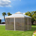 Outsunny Beige Serenity 3x3m Double Top Garden Gazebo with Mesh Curtain - Green4Life