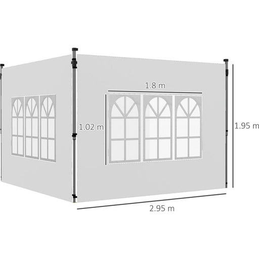 Outsunny White 3x3/3x4m Gazebo Side Walls with Windows - Green4Life