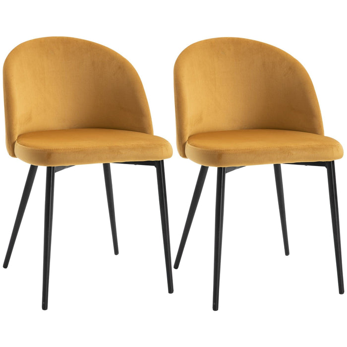 HOMCOM Set of 2 Contemporary Design Dining Chairs - Yellow - Green4Life