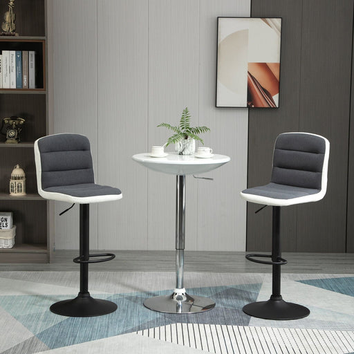 Set of 2 Fabric Upholstered Bar Chairs with Height Adjustment, 360° Swivel, Backrest & Footrest - Dark Grey - Green4Life