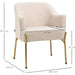 Accent Armchair with Linen-Feel Upholstery & Metal Legs - White - Green4Life