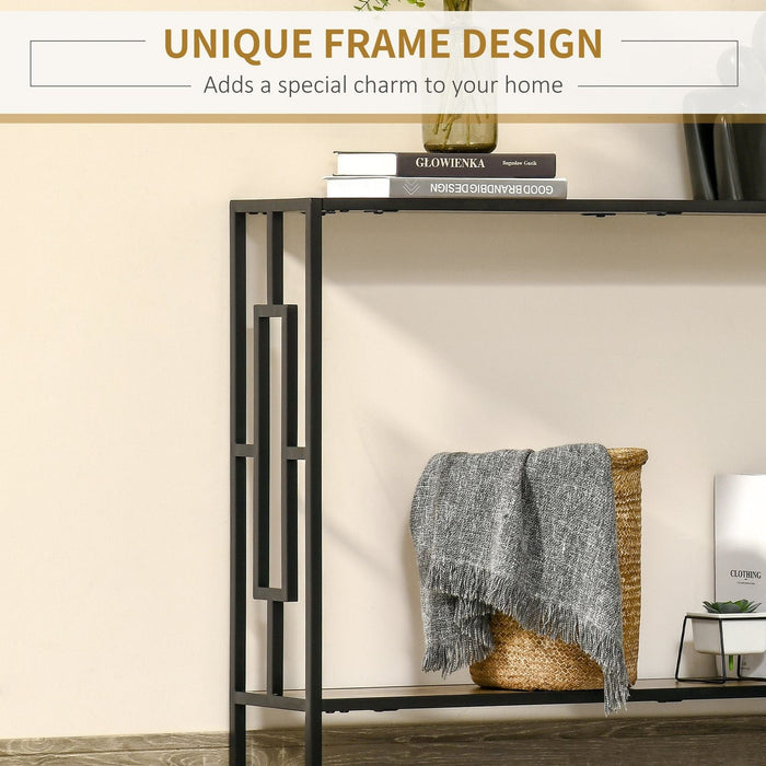 Industrial-Style Console Table with Storage Shelf - Brown - Green4Life