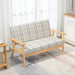 Compact Double Seat Sofa with Lattice Pattern & Wooden Frame - Beige and Coffee - Green4Life