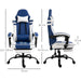 Vinsetto PU Leather Gaming Chair with Headrest, Footrest, Wheels, Adjustable Height - Blue/White - Green4Life