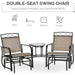 Dual Glide Set - 2-Seater Outdoor Bistro Set with Glass Table in Earthy Brown - Outsunny - Green4Life