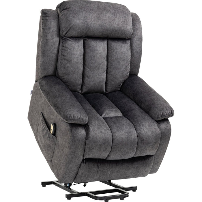 Riser and Recliner Armchair for the Elderly, with Microfibre Upholstery, Remote Control & Footrest - Grey - Green4Life