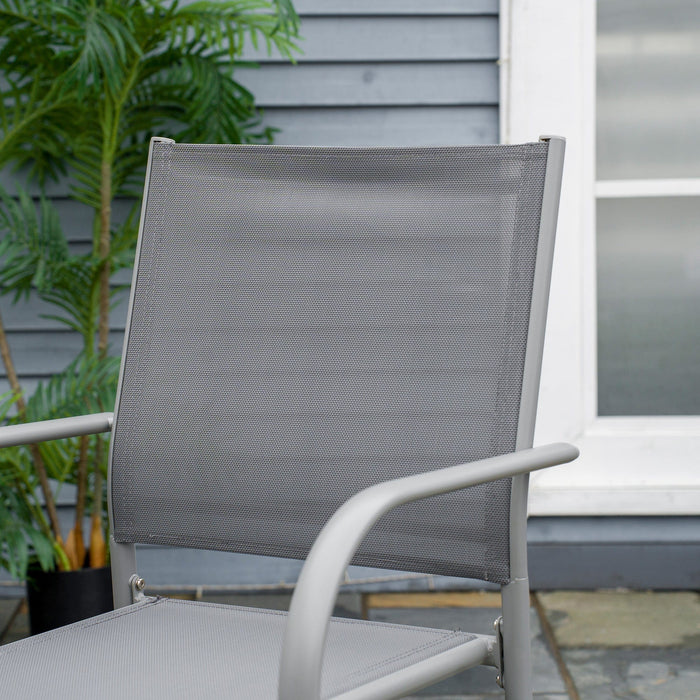 Modern Garden Dining Set - 7-Piece with Tempered Glass Table & Stackable Chairs - Grey - Outsunny - Green4Life