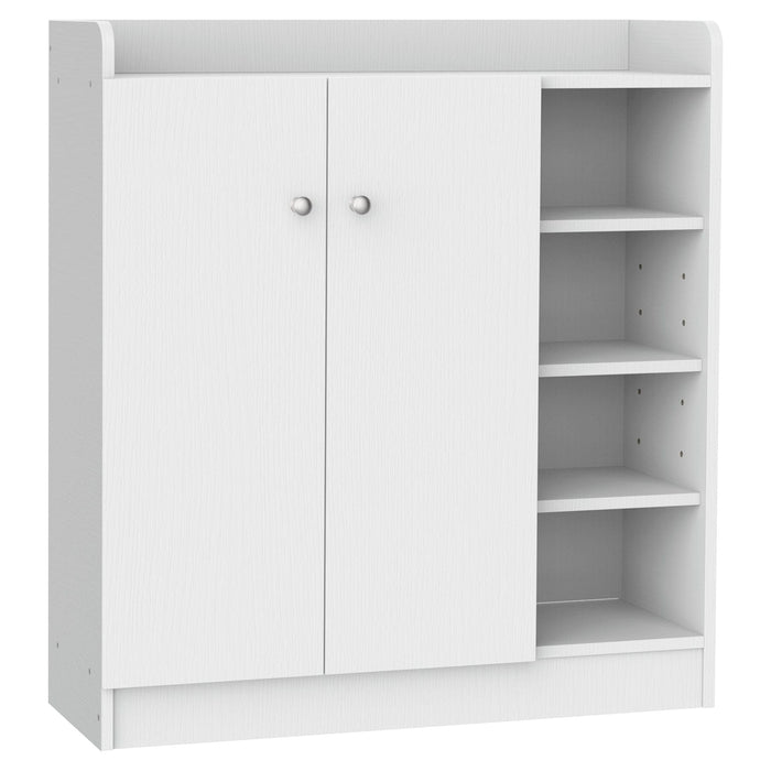 Shoe Storage Cabinet with 2 Doors and Adjustable 4 Shelves - White - Green4Life