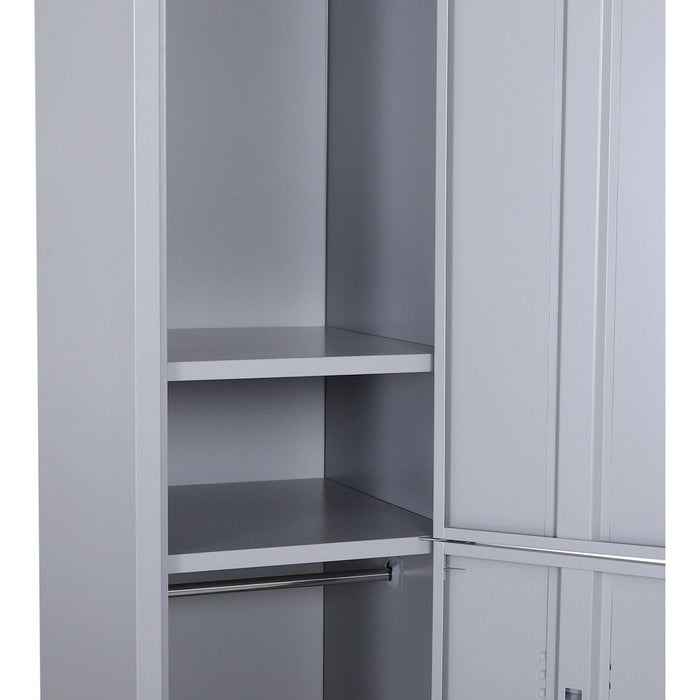 Vinsetto Locker Storage Cabinet with Shelves & Hanger Rails - Grey - Green4Life