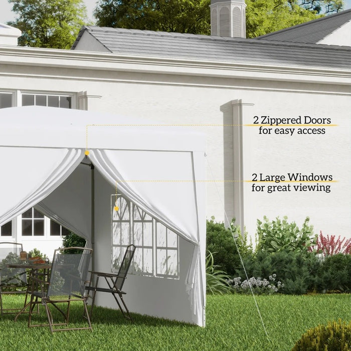 3 x 3m White Pop Up Gazebo with Windows & Carry Bag - Outsunny