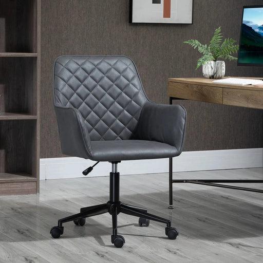 Vinsetto Swivel Office Chair with PU Leather Upholstery - Dark Grey - Green4Life