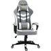 Vinsetto PVC Leather Gaming Desk Chair with Lumbar Support and Headrest - Grey/White - Green4Life