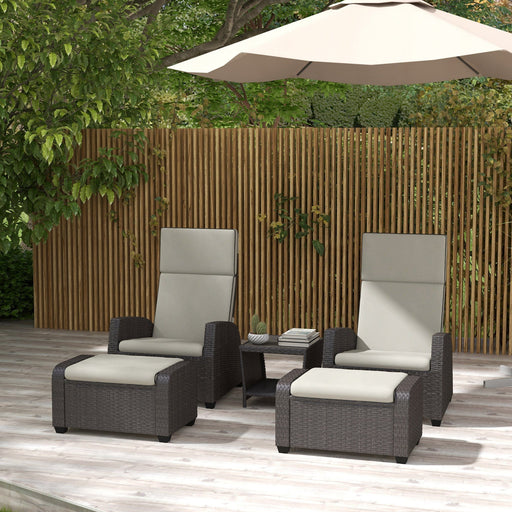 5-Piece Reliner Rattan Lounge Set - Brown - Outsunny - Green4Life