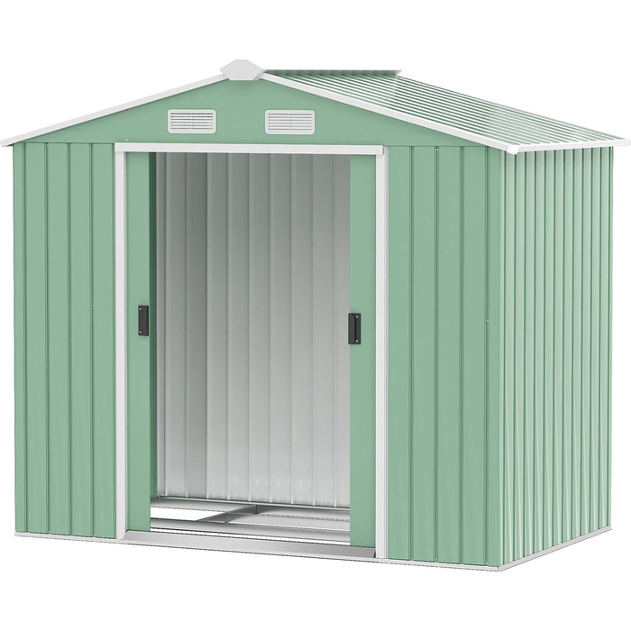 Outsunny 7 x 4 ft Lockable Metal Garden Shed with Air Vents - Light Green - Green4Life