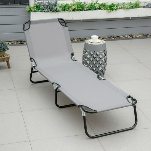 Slate Grey Folding Sun Lounger - Adjustable & Portable - Outsunny - Green4Life