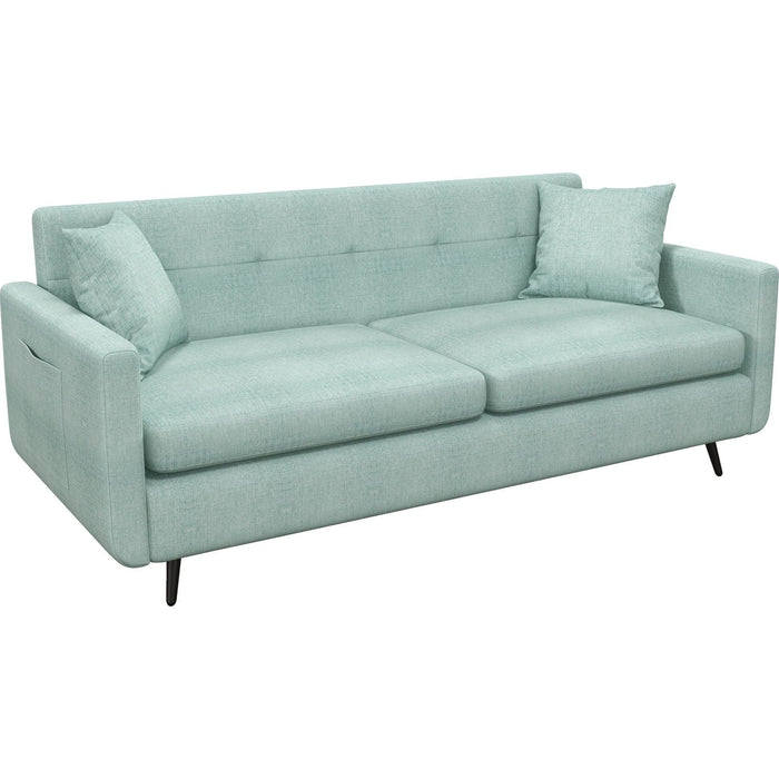 2 Seater Sofa with Steel Legs and 2 Storage Pockets - Blue - Green4Life