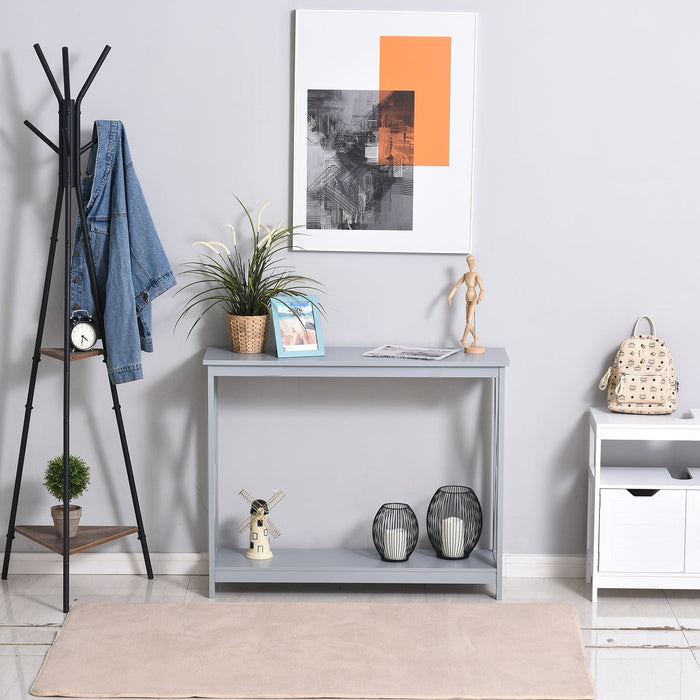 Console Table Hallway Desk with Bottom Shelf - Grey - Green4Life