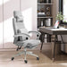 Vinsetto Office Chair with Manual Footrest & 2 Pillows - Grey - Green4Life