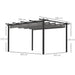 4 x 3 m Dark Grey Aluminium Pergola with Extendable Roof - Outsunny - Green4Life