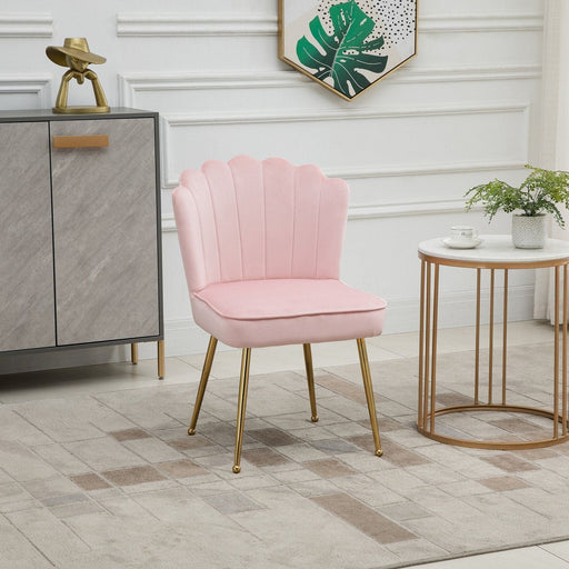 Velvet-Feel Shell Accent Chair with Metal Legs - Pink - Green4Life