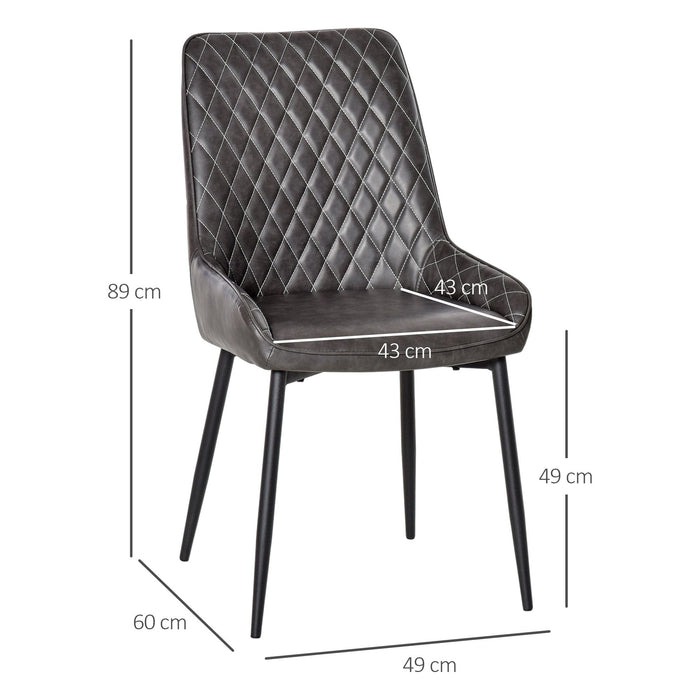 HOMCOM Set of 4 PU Leather Retro Dining Chairs - Grey - Green4Life