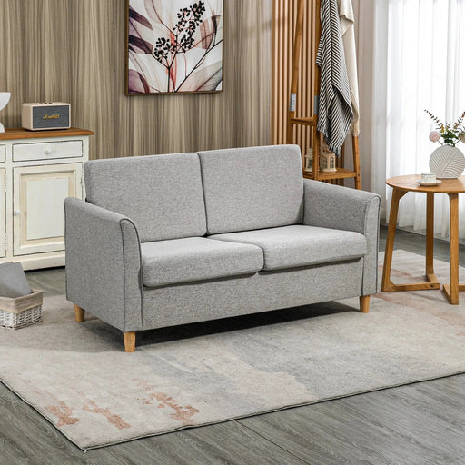 Light Grey Contemporary Compact Sofa with Sleek Wood Legs - Green4Life