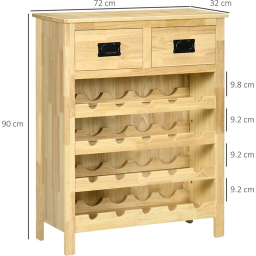 Storage Cabinet with 20-Bottle Racks & 2 Drawers - Natural Wood Effect - Green4Life