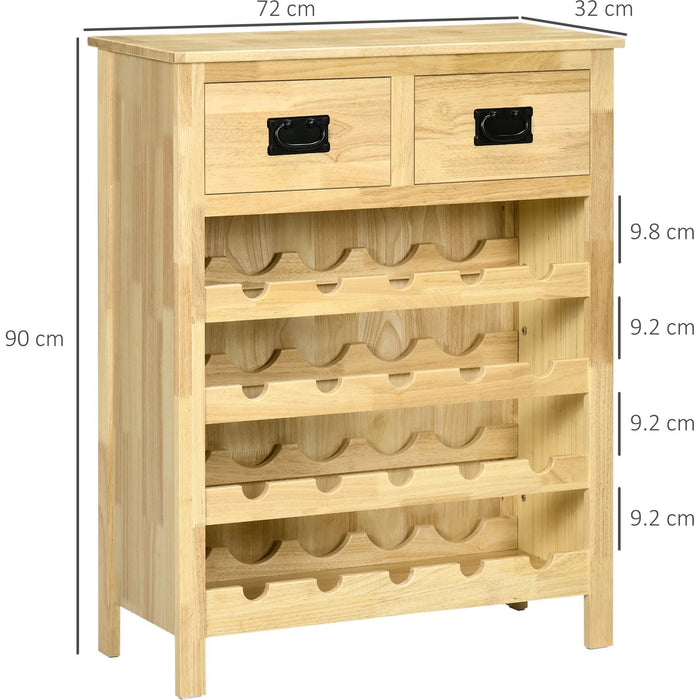 Storage Cabinet with 20-Bottle Racks & 2 Drawers - Natural Wood Effect - Green4Life