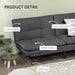 Tufted 3 Seater Sofa Bed with Adjustable Armrests and Backrest - Grey - Green4Life