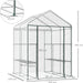 Outsunny 143 L x 143W x 195H (cm) Walk-In Greenhouse with 3 Tiers &  8 Shelves, Metal Frame, PVC Film - Transparent - Green4Life