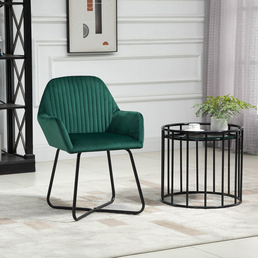 Upholstered Accent Armchair with Metal Base - Green - Green4Life