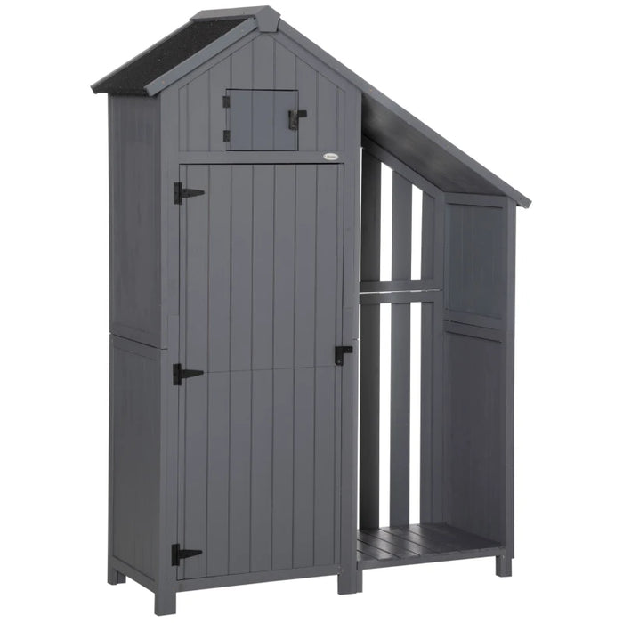 4 x 1 ft (129L x 51.5W x 180Hcm) Garden Storage Shed with 3 Shelves and Slant Roof - Grey - Outsunny
