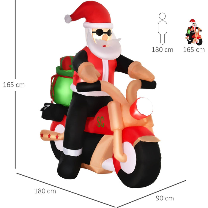 5.5ft Inflatable Santa Claus Riding a Motorcycle - Green4Life