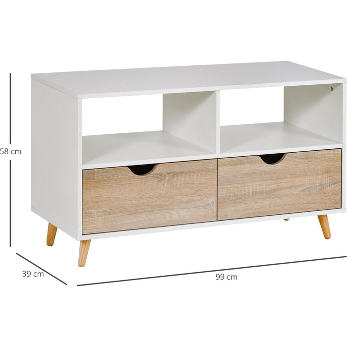 TV Stand Cabinet with Shelf & Drawers for TVs up to 42" - Beige/White - Green4Life