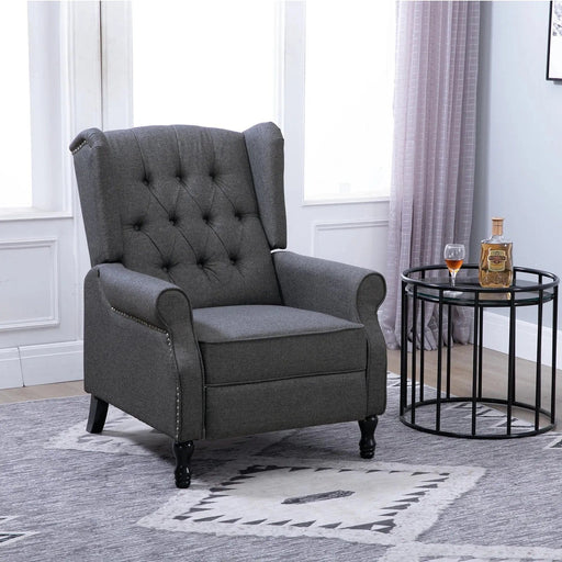 Reclining Wingback Armchair with Footrest - Dark Grey - Green4Life