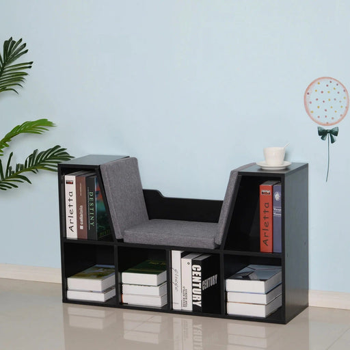 Shelving Unit with 6 Compartments and a Padded Seat - Black - Green4Life