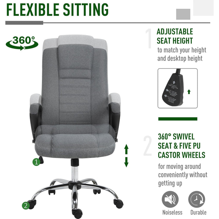 Vinsetto High Back Reclining Office Chair with Adjustable Height - Grey - Green4Life