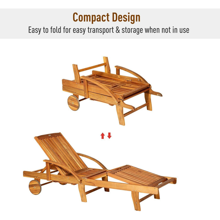 Modern Wooden Sun Lounger - Outsunny - Green4Life