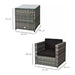 Outsunny ComfortScape - 2-Seater Rattan Set with Plush Cushions - Grey - Green4Life