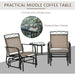 Dual Glide Set - 2-Seater Outdoor Bistro Set with Glass Table in Earthy Brown - Outsunny - Green4Life