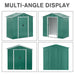 Outsunny 6.5ft x 3.5ft Metal Garden Storage Shed with Double Sliding Doors and 4 Vents - Green - Green4Life