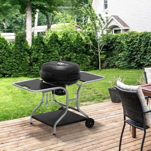 Barbecue Charcoal Grill Trolley - Black - Outsunny - Green4Life