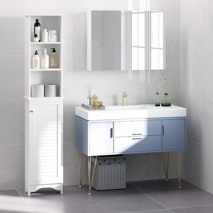 Bathroom Cabinet with 6 Shelves 165H x 34W x 20D cm - White - Green4Life