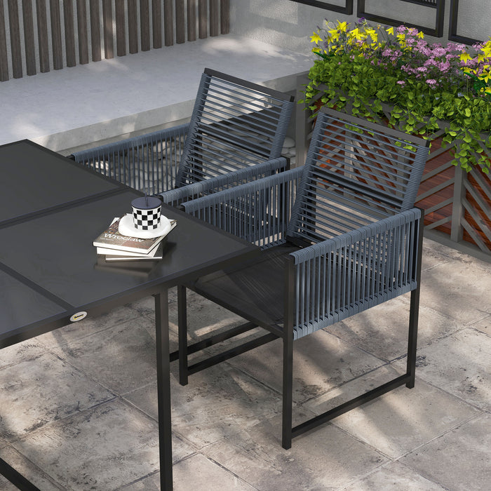 4-Seater Garden Dining Set - Outdoor Table and Chairs with Folding Backrest - Dark Grey - Outsunny