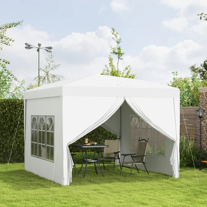 3 x 3m White Pop Up Gazebo with Windows & Carry Bag - Outsunny