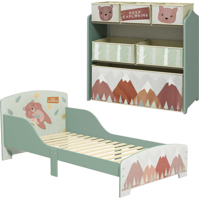 Green Adventure Toddler Bed with Storage Unit - Green4Life