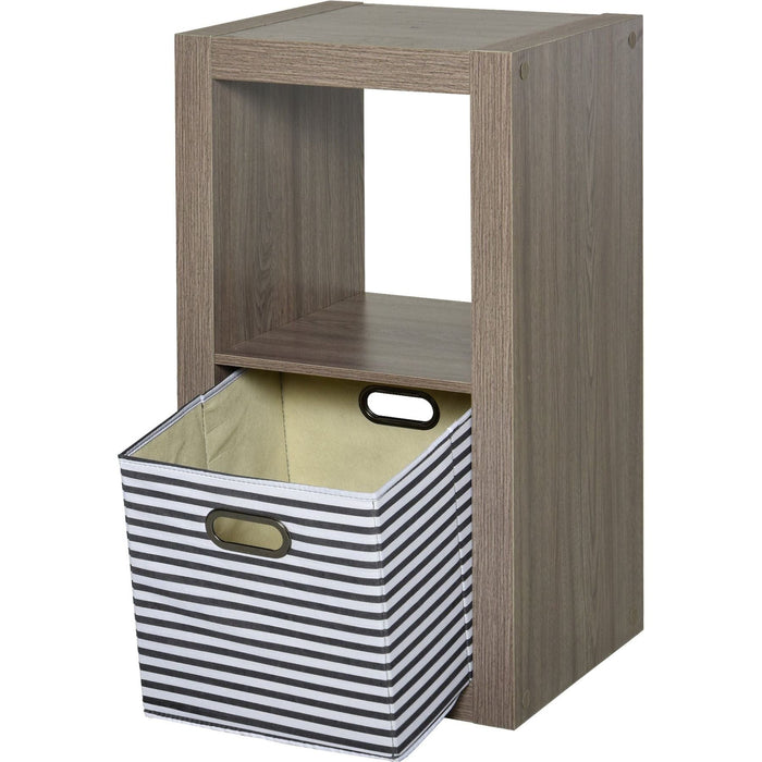2-Tier Storage Shelf with Fabric Drawer - Grey - Green4Life
